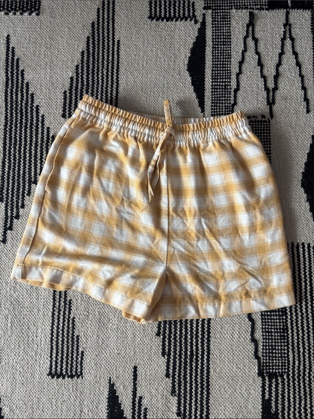 Gelato Pique Flannel Women's Yellow Gingham Drawstring sleep shorts